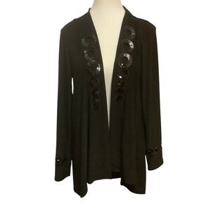 PICADILLY CANADA BLACK SEQUIN LONG SLEEVE OPEN CARDIGAN/ Size S
